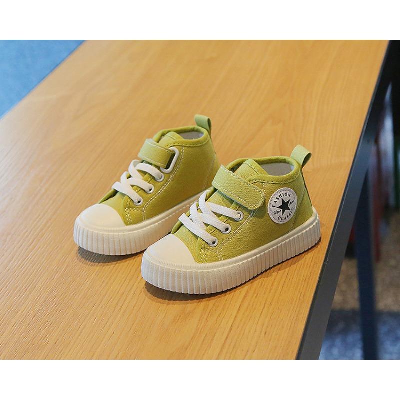 Unisex Kids High Top Canvas Casual Sneakers Non Slip Soft Sole Children Board Shoes