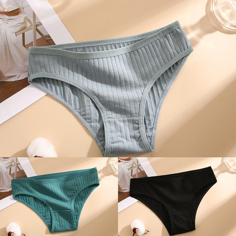 3ks/sada Kalhotky Bavlna Ženy Spodní prádlo Sexy spodky Pohodlné Dívčí kalhotky pro ženy Pruhované Bavlněné Intimní Spodní prádlo