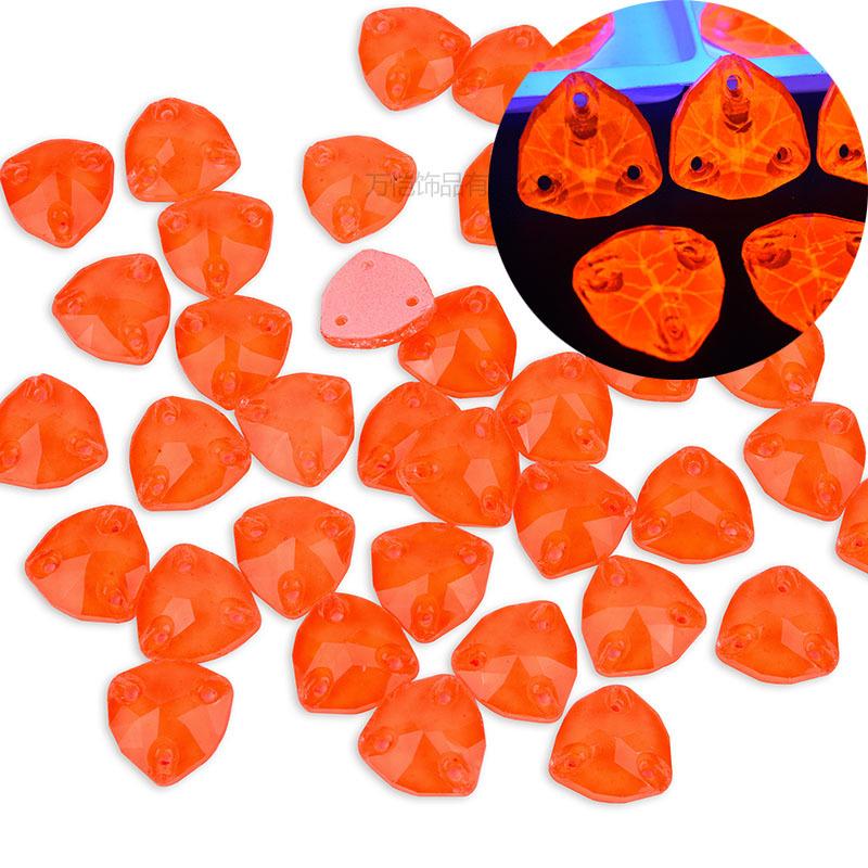 Glass Fat Triangular Flat Bottom Hand Sewn Drill, Neon Fluorescent Flat Buckle Rhinestone Jewelry Accessories Diy Clothing Accessories Sticker Drill