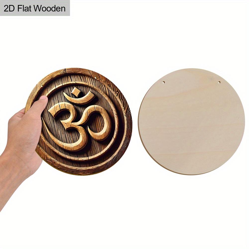 2D Flat Retro Wooden Om Symbol Sign - Rustic Decorative Plaque - Ideal for Home, Garage, Dining Room, Cafe Decor