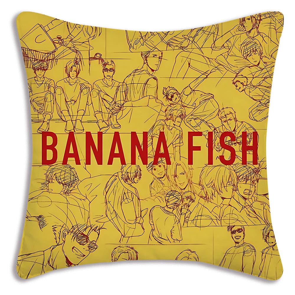 Anime Bananas F-Fish Pillow Covers Cartoon Sofa Decorative Home Double-sided Printing Short Plush Cute Cushion Cover