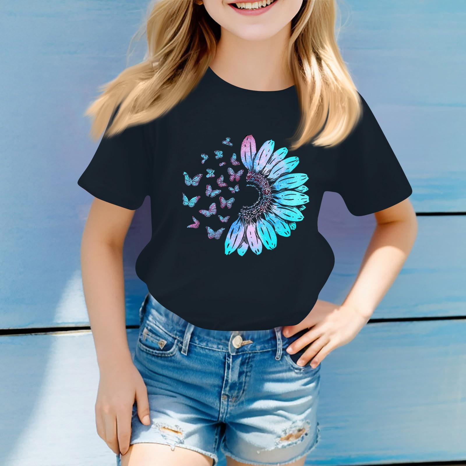 

Детская повседневная футболка с круглым вырезом и мелким цветочным принтом, короткий рукав 160 тёмно-синий