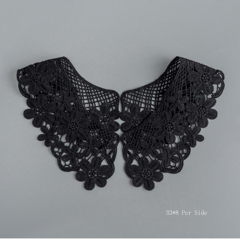 1 Pair White Neckline Fake Collar Lace Fabric Embroidery Carft DIY Dress Garment Decoration Accessories