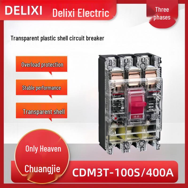 Delixi CDM3L-100S/3300 Transparent 250A Three-Phase Circuit Breaker for Construction Site