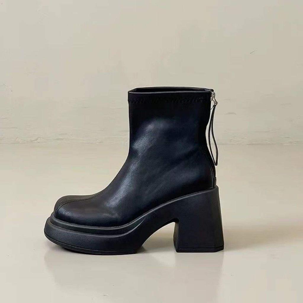Fashion Small Korean Version of Fashion Boots Women's 2025 Autumn and Winter New Thick Heel Martin Boots and Temperament Small Short Boots