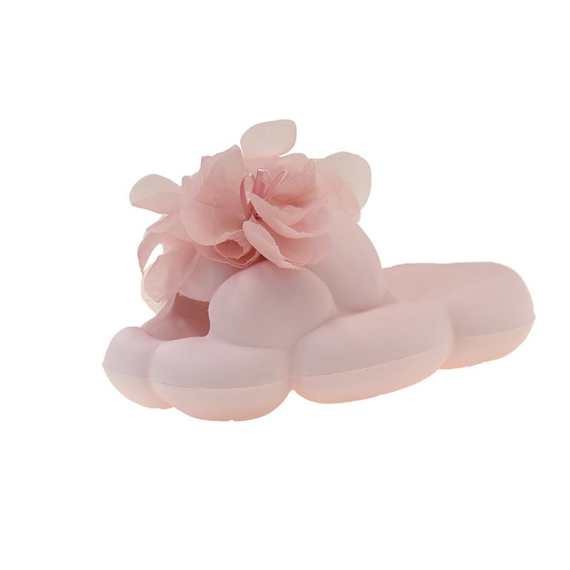 Perlenblumen-Flats Damenmode Runde Spitze Offene Zehenpartie Weiche Sohle Rutschfest und Verschleißfest Mittelhohe Hausschuhe