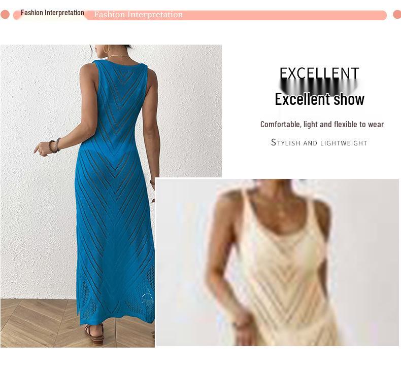 Rochie de Plajă Tricotată Trendy pentru Femei 2025: Acoperire sexy, decupată, stil european-american pentru bikini