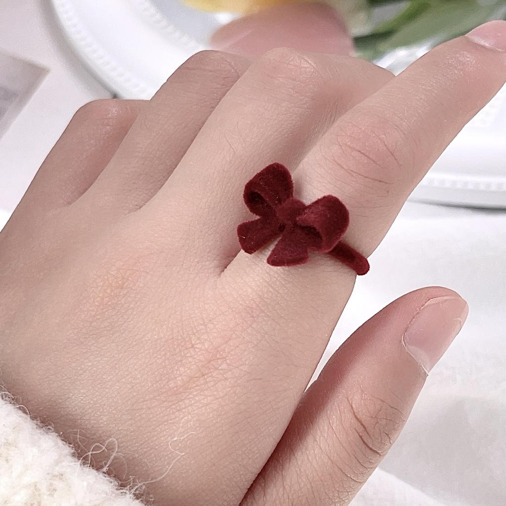 Anello Trendy Ragazza Carina Dolce Fioccato con Fiocco Retro Anello Dito Indice Moda di Nicchia Anello Semplice
