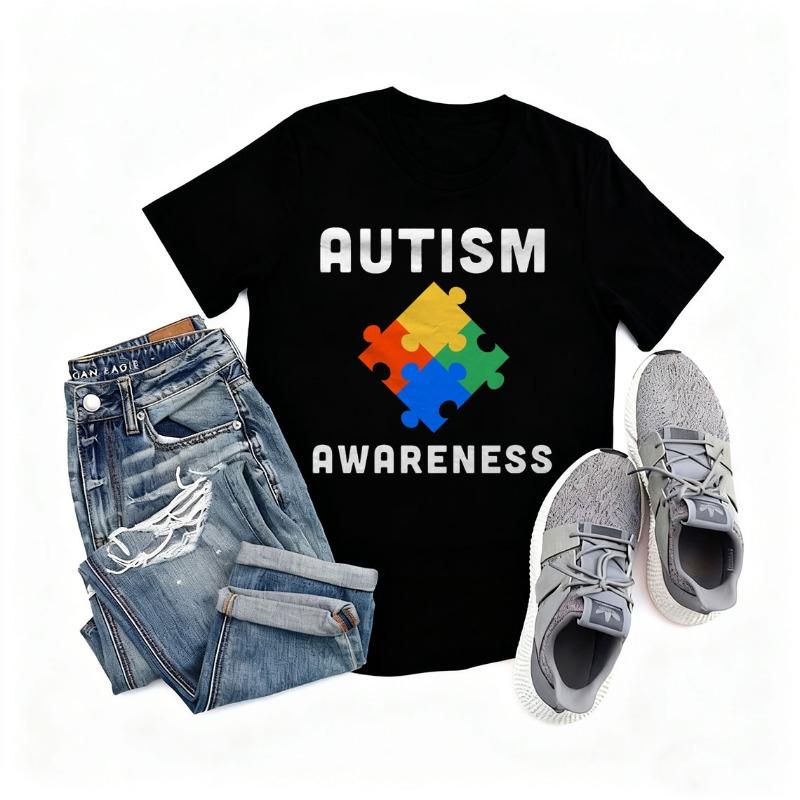 Autism Shirt Autism Awareness Month Gift Autism Awareness Shirt Crew Neck Outdoors High Quality Cotton Shortsleev Fashion Tees S