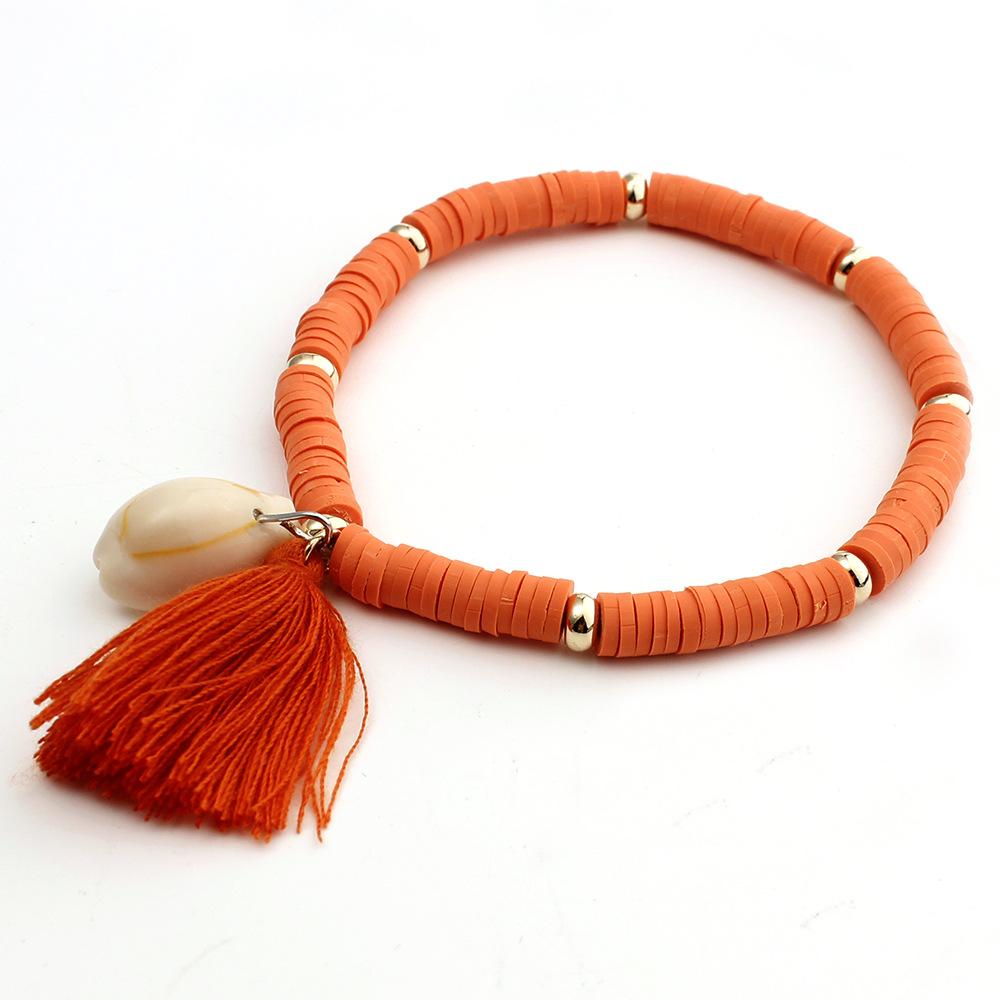 1String 18.5cm Tassel Colored Soft Clay Bracelet Resin Shell Pendant Diy High-quality Men Women Bracelet Jewelry Gift