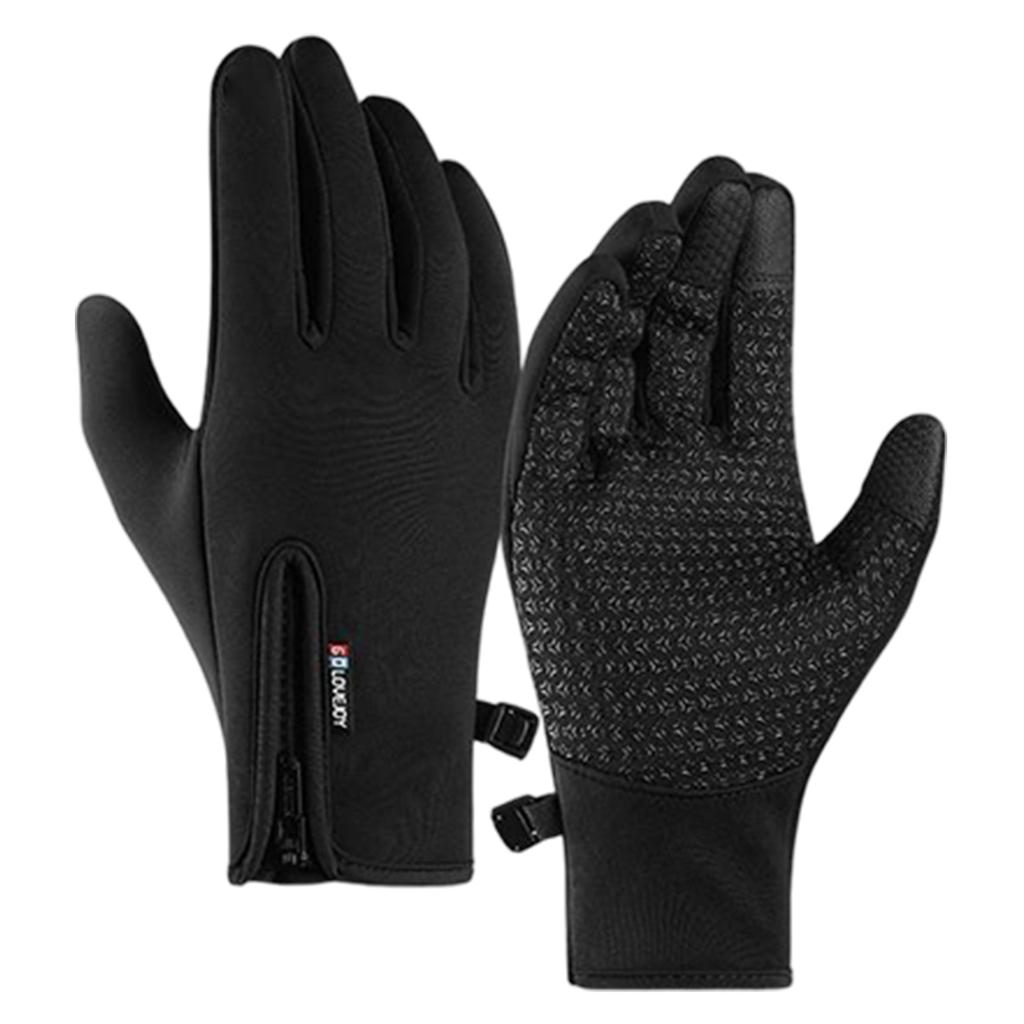 Waterproof Winter Gloves with Anti-Slip Grip Reflective Print Conductive Fingertips for Outdoor Sports and Cold Weather Activities