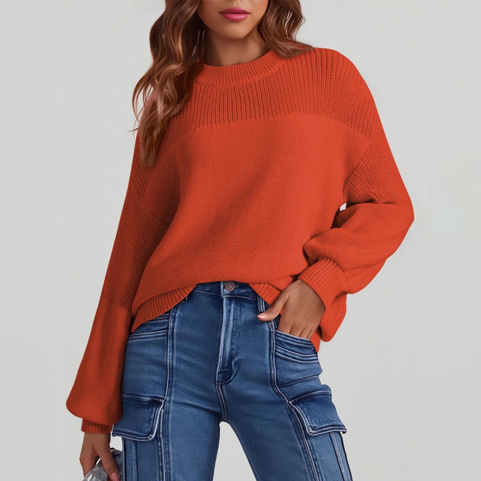 Женский свитер с длинным рукавом для зимнего сезона вязаный свитер свитер с круглым вырезом вязаный свитер M 2949₽