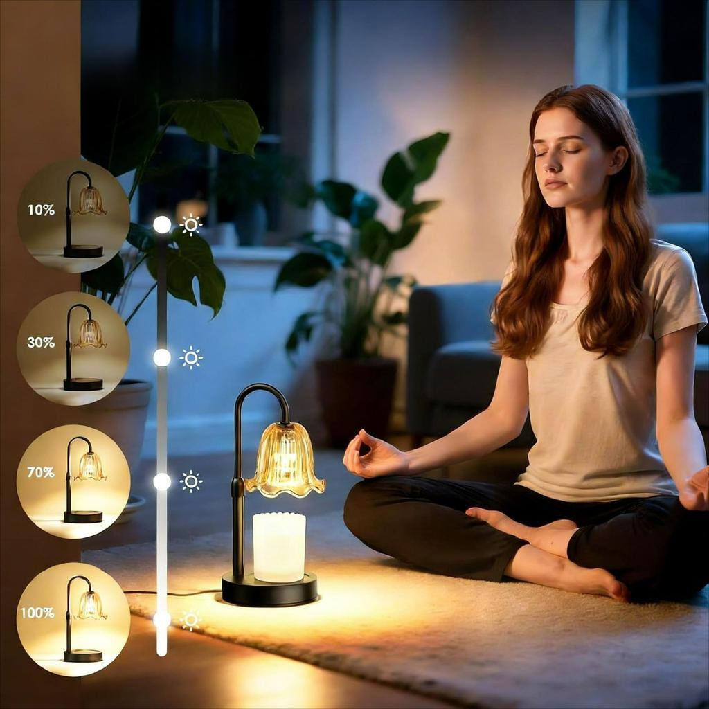 Natural Wooden Aromatherapy Lamp - 3-in-1 Dimmable Wax Melter, Essential Oil Diffuser & Night Light for Bedroom