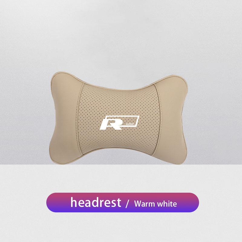 Keychain Leather Car Seat Headrest Memory Foam Comfort Neck Pillow Auto Interiors For Volkswagen VW T5 ID3 Tiguan GTI RLine Golf RB6
