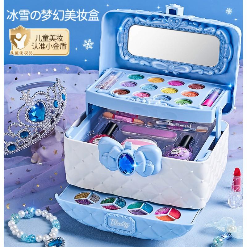 Kids Makeup Toy Set Girls Age 4-6 Non-Toxic Cosmetic Play Kit Princess Beauty Box With Nail Polish Accessories