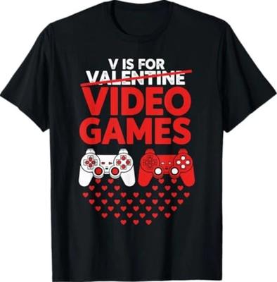 V Is for Video Games Valentines Gamer T-Shirt