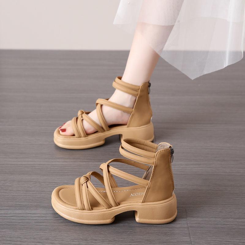 Roman Sandals Women's Summer New Flat-bottomed Non-slip Outer Wear Beach Shoes Versatile Black Air Cool Boots