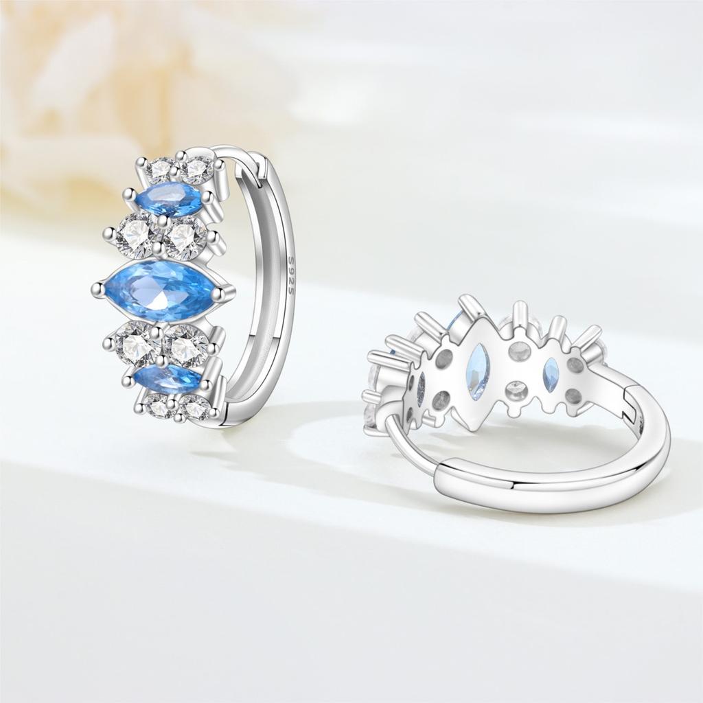 Orstarry S925 Silver Earrings Versatile Geometric Blue Purple Hoop Earrings For Women Birthday Gift Fine Jewelry