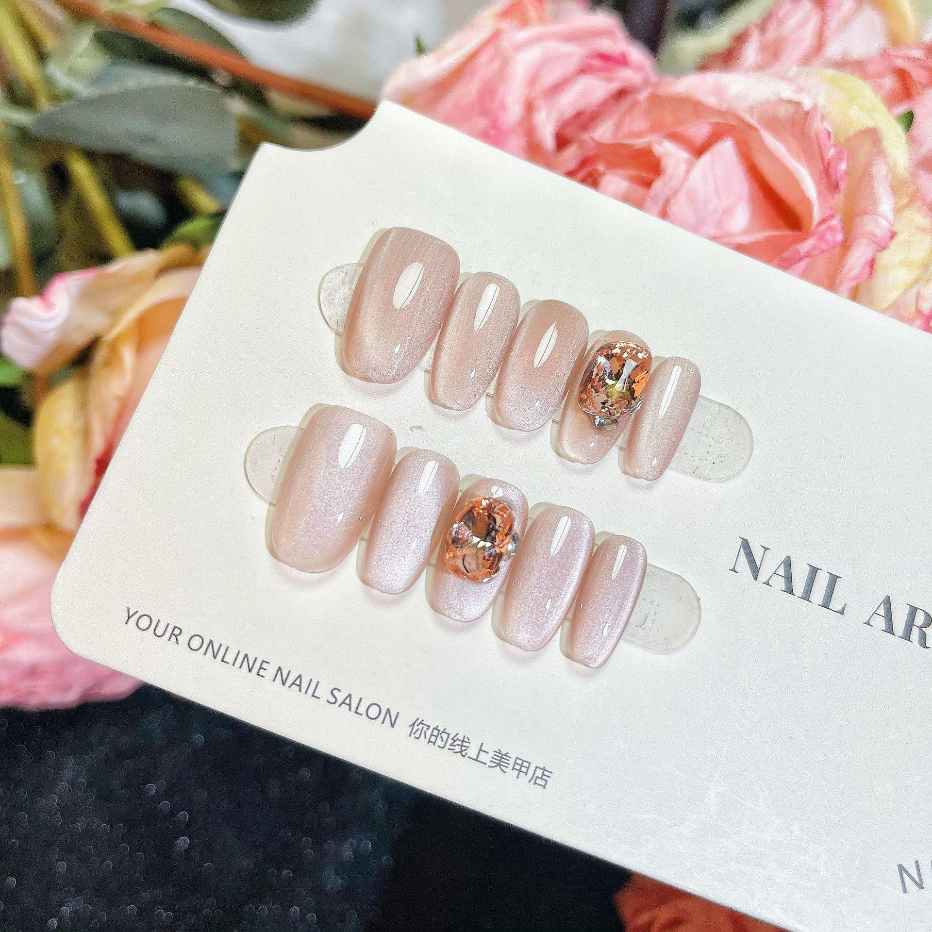 

Наклейки для ногтей для светотерапии ручной работы - Холодный ягодный лед со съемным дизайном «кошачий глаз» S