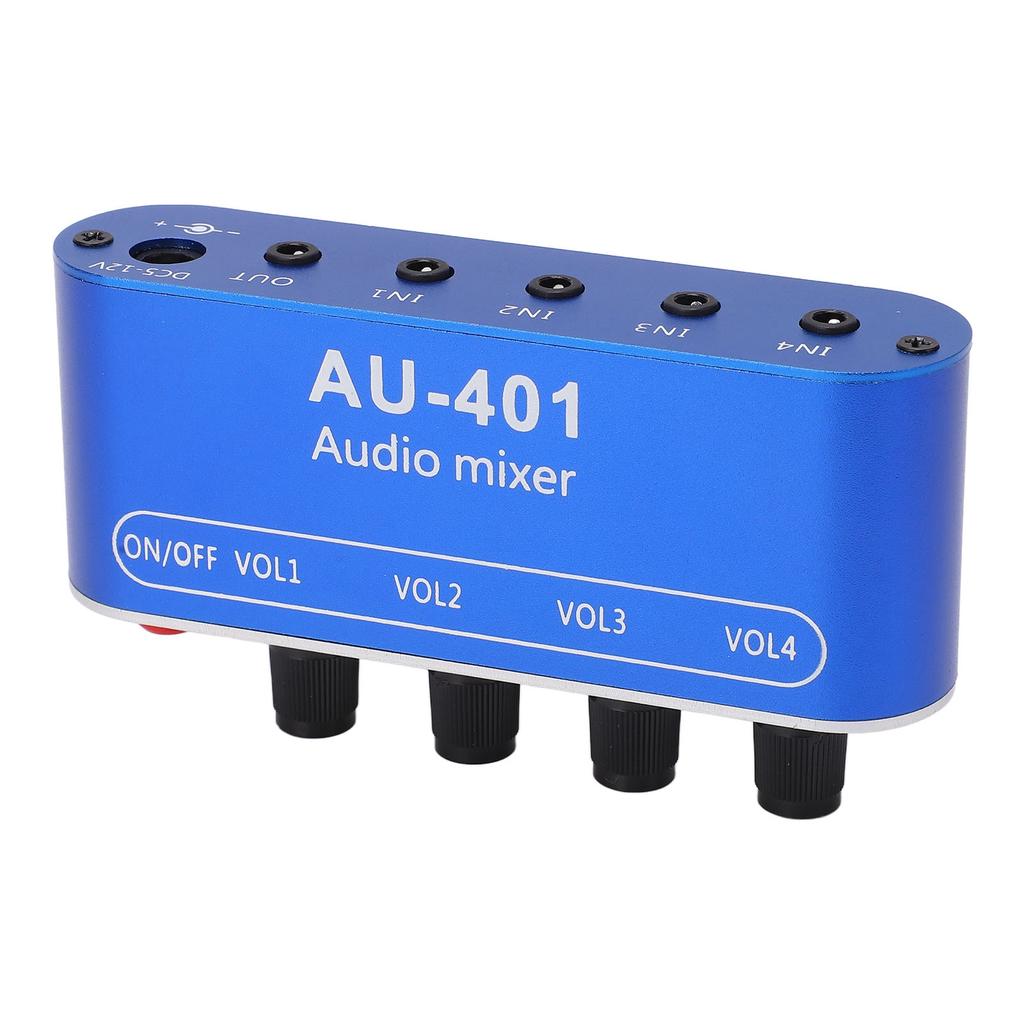 4 Input 1 Output Audio Mixer Stereo Mixing Board Headphone Amplifier DC 5‑12V 3.5mm Jack