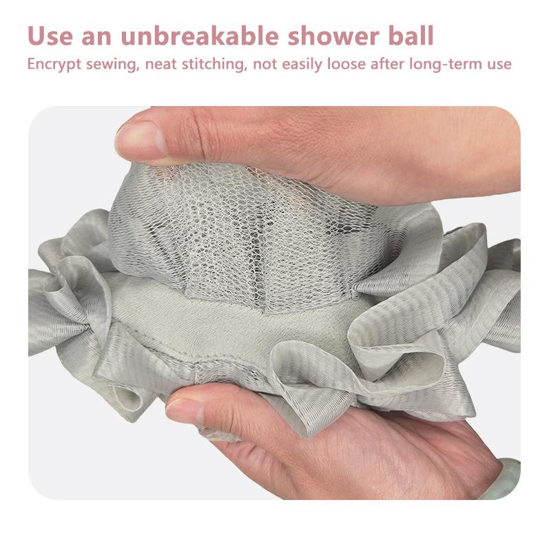 2-In-1 Bath Ball Towel Loofah With Drawstring Closure For Soap Soft Exfoliating Mesh Shower Sponge Skin Care Bathing Tool