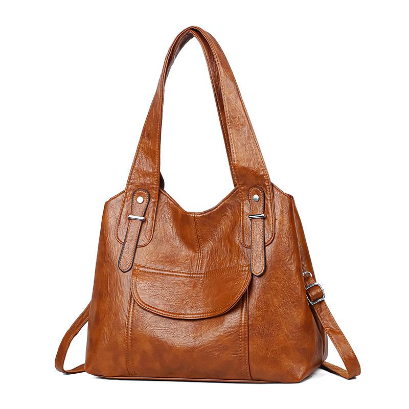 New retro large-capacity portable shoulder bag trendy soft leather texture bag messenger bag fashionable