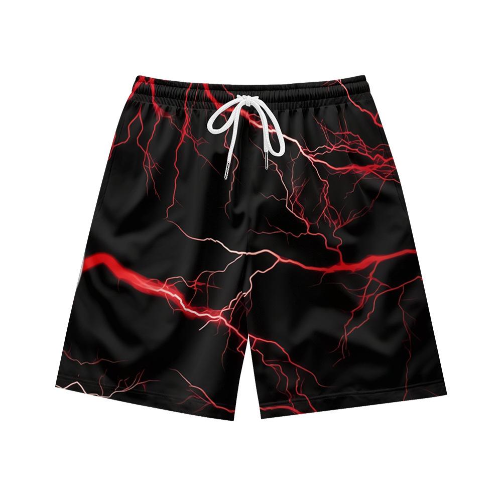 Pantaloncini Casual da Uomo con Elemento Fulmine Oscuro Naturale Europeo e Americano Pantaloni da Spiaggia