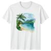Tropical Beach Watercolor Travel Mens T-Shirt Womens Tee Graphic Unisex Top