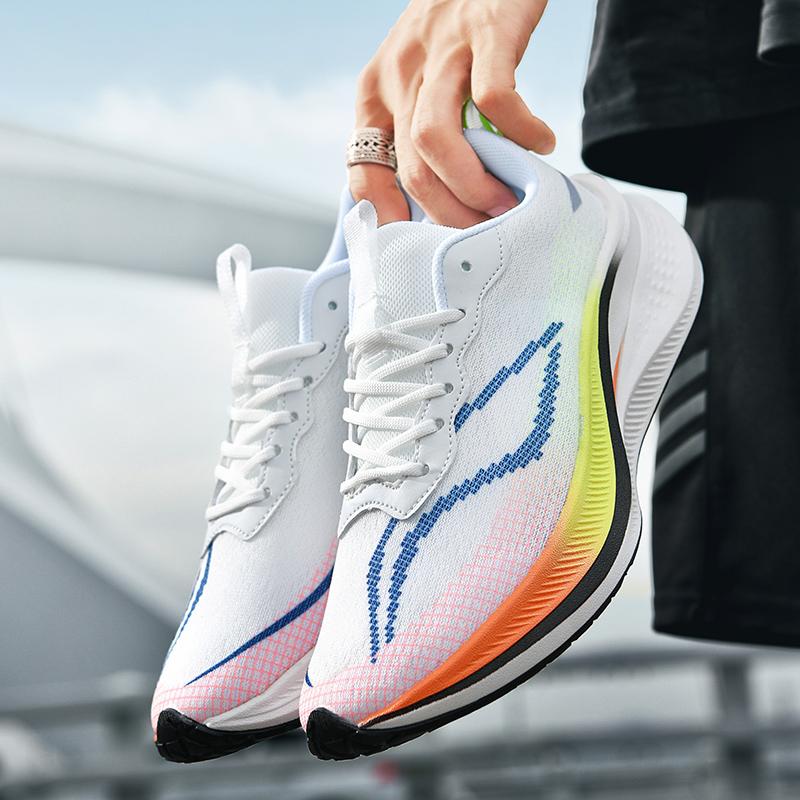 Men Women Summer Sports Sneakers Breathable Lightweight Comfortable Marathon Air Cushion Carbon Plate Running Shoes Women's Athletic Nonskid