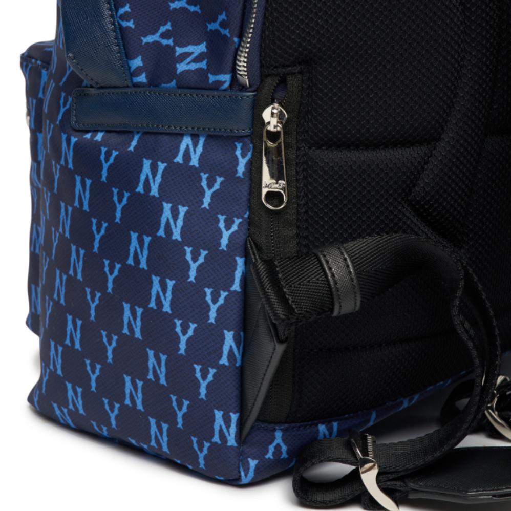 MLB Monogramm Serie NY Yankees Pendler Vintage Blumendruck Polyester Rucksack Unisex Rucksack Dunkelblau 3ABKM012N-50NYL