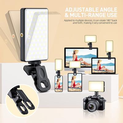 Lumière LED pour Selfie Lumière d'appoint pour Téléphone 120 LED 3000mAh Rechargeable Portable Lumière Vidéo pour Tiktok Vlog Conférence Vidéo Selfie
