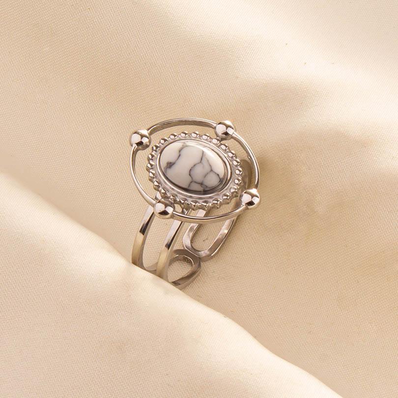 Moderne Sternenplanet Doppel-Schicht Oval Geometrisch Edelstahlringe Für Frauen Männer Schmuck Offen Verstellbarer Ring Geburtstag Anillos