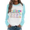 Women's Fashion Casual Plunging Sleeve Top Easter Printed Round Neck Sweatshirt