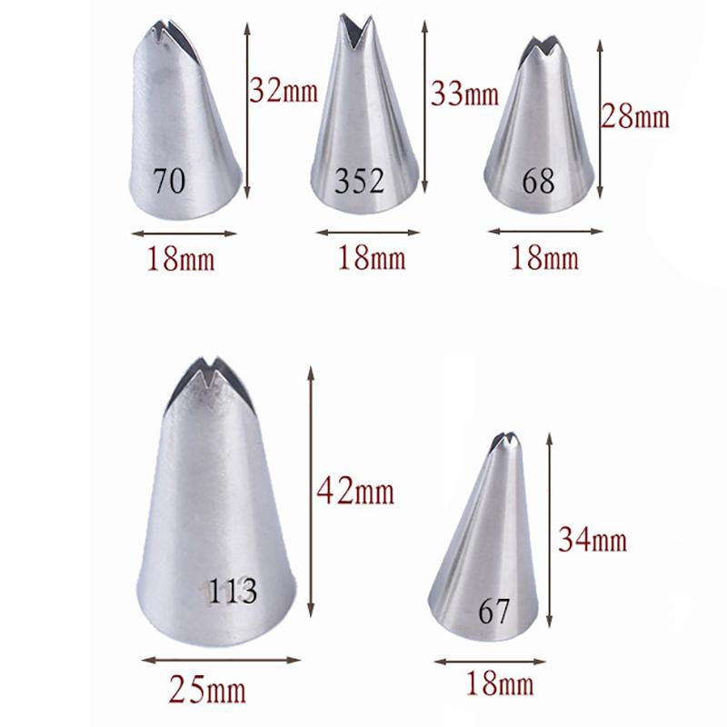 5Pcs Leaves Nozzles Stainless Steel Icing Piping Nozzles Tips Pastry Cake Decor