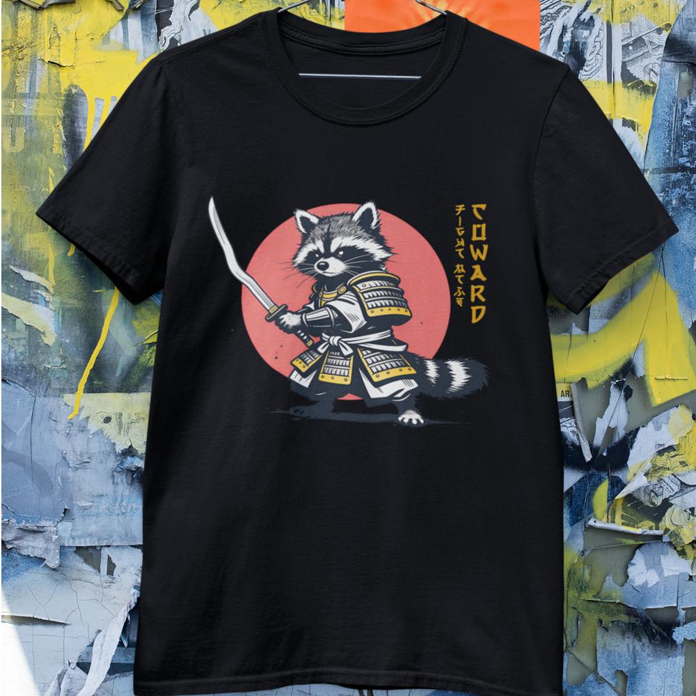 Samurai Raccoon T-Shirt Japanese Tanuki Bushido Katana Ninja Graphic Tee Unisex T-Shirt XXXL
