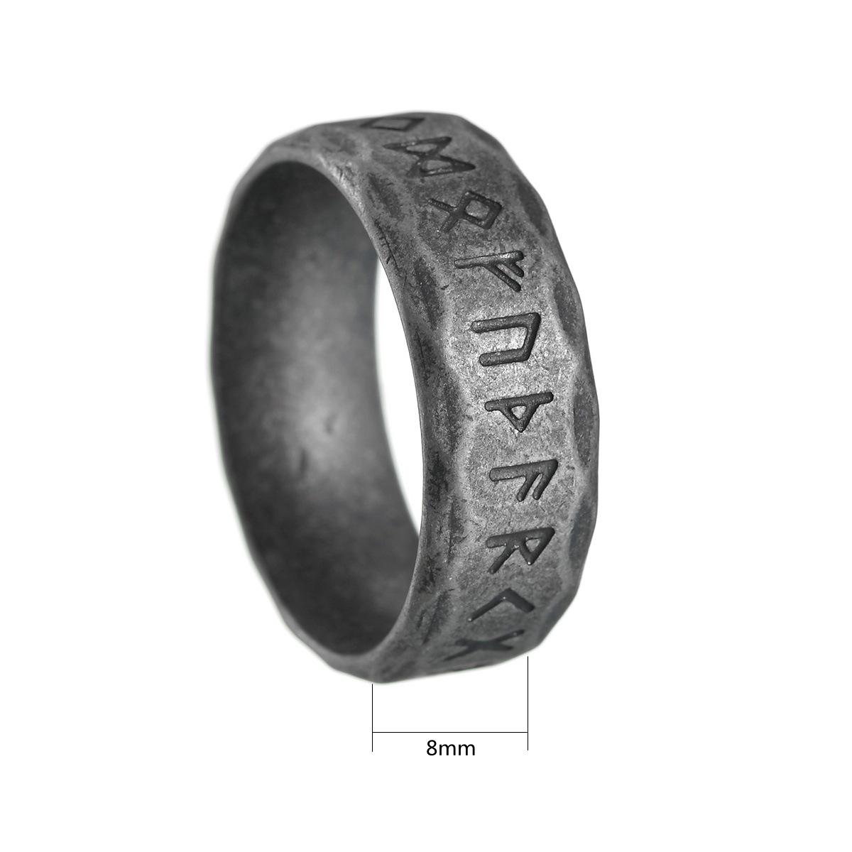 Viking Rune Ring for Men Women Stainless Steel Odin Rune Letter Jewelry Couple Amulet Gifts Fashion Retro Simple 7