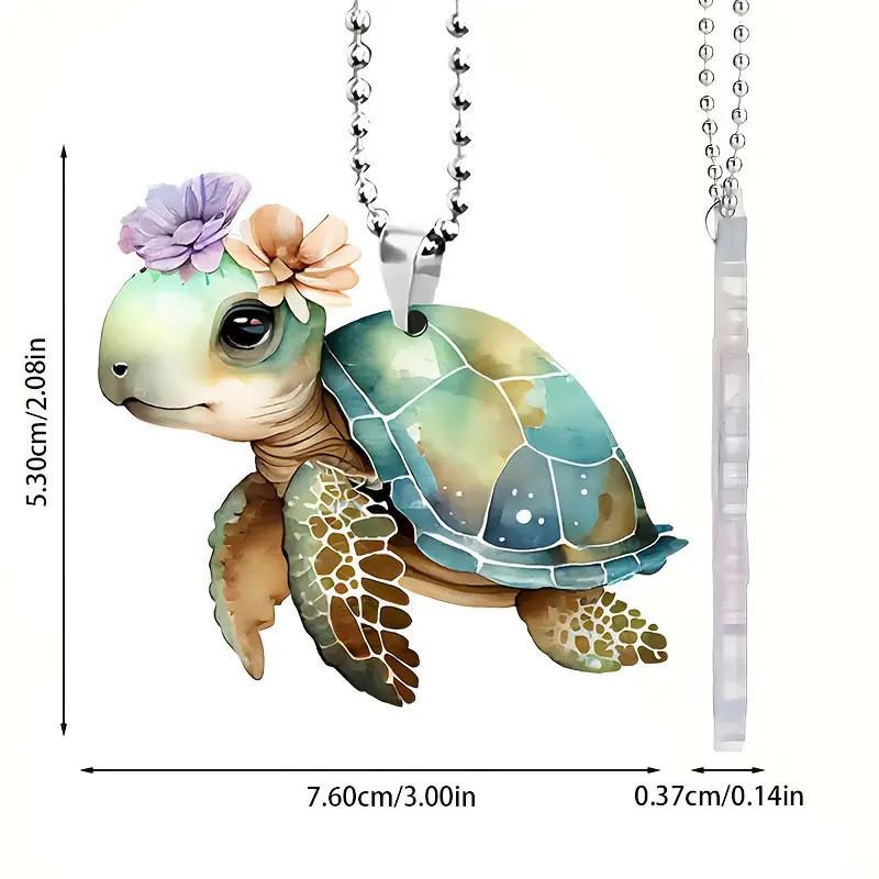 Turtle Acrylic Colorful Car Interior Pendant For Turtle Lovers Cute Cartoon Style