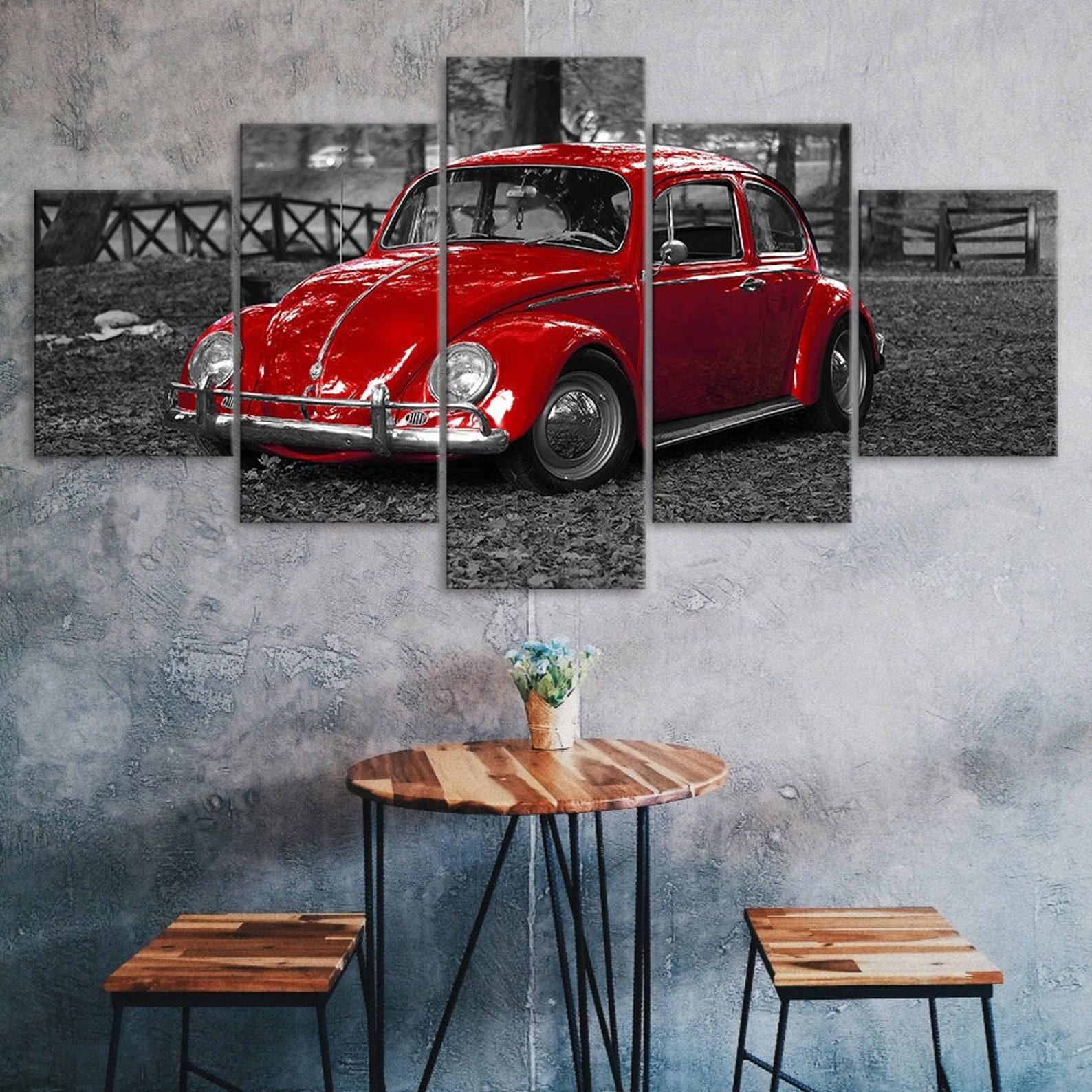 

Classic Red Car Canvas 5 Piece Five Panel Print Modern Wall Art Poster Picture Home Decor Gift For Him For Her 20X35 20X45 20X55CM