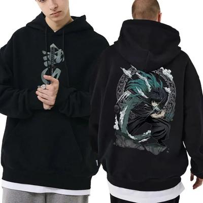 Japanese Anime Demon Slayer Tokitou Muichirou Print Hoodie Unisex Women Unisexga Black Loose Hoodies Sportswear Unisex Casual Sweatshirt