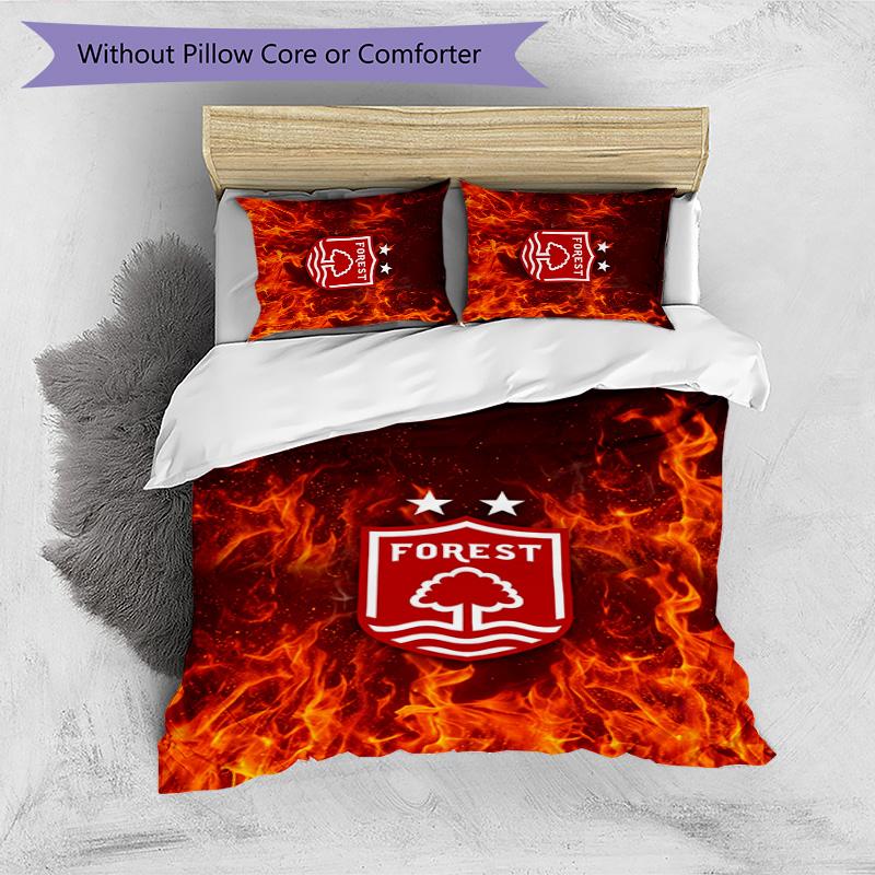 Set Lenzuola Stampato Nottingham Forest Football 3 Pezzi, Comodo Set Copripiumino per Camera da Letto Amico della Pelle