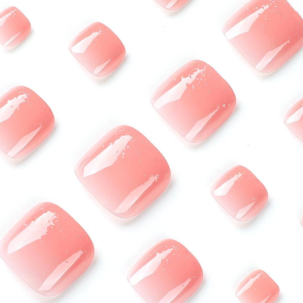 Pink Gradient False Nails Press On Nails Manicure Kit For Hands And Feet Reusable ABS Plastic