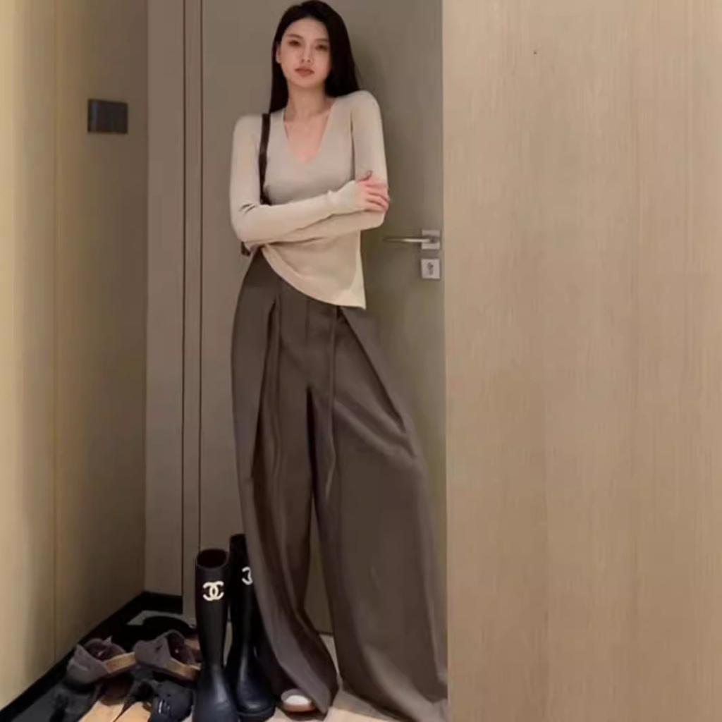 Collar slack knitted sweater women's spring new slim-fit pure long-sleeved bottoming top