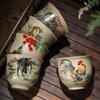 Hand-Painted Zodiac Tea Tasting Cup Set - Retro Style Chinese Handmade Master Cups