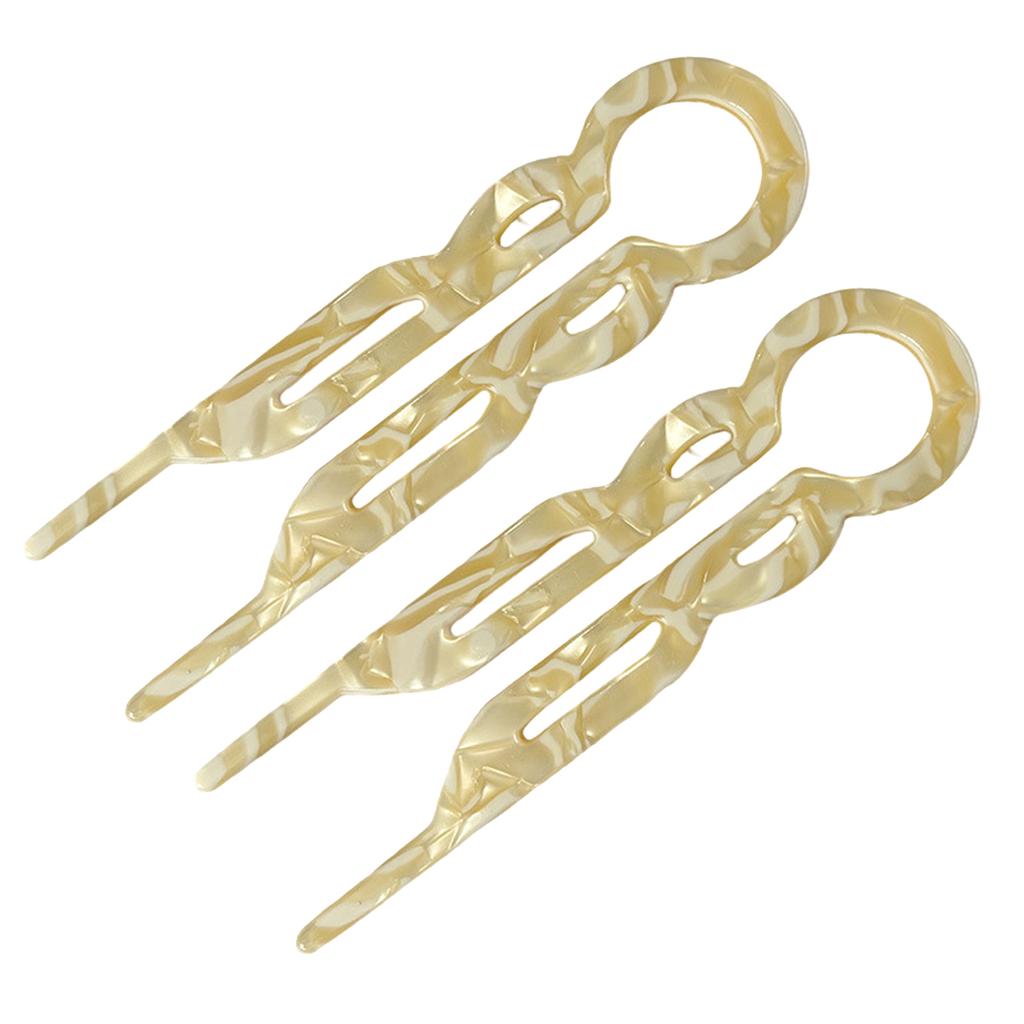2PCS U-Shaped Hair Fork Fashion Hairpin Acetate Meatball Head Hairclip Fshion Design Bun Sweet Hair Styling Tools for Women Girl