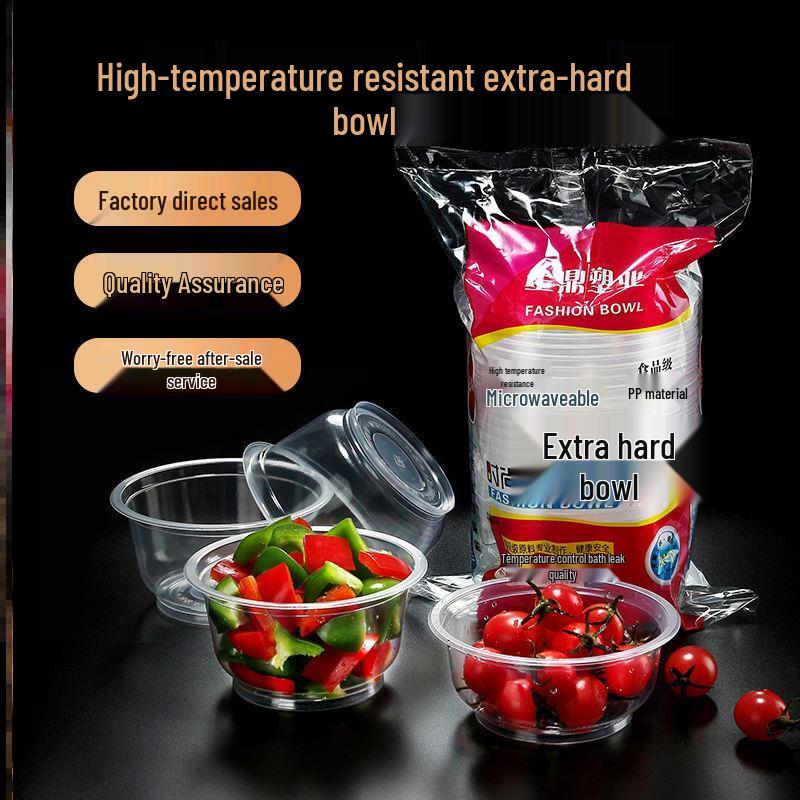 Disposable Thickened Round Plastic Bowls with Lids