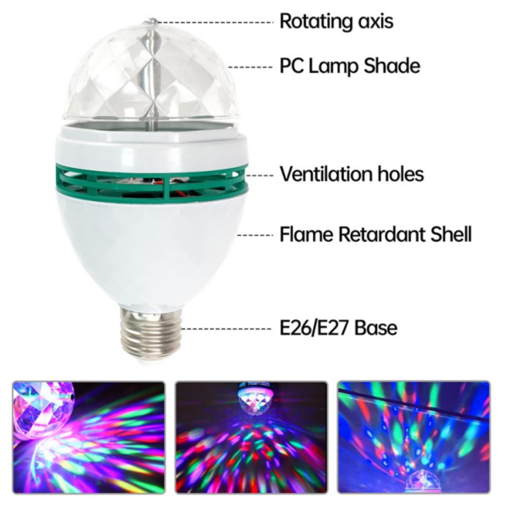 E27 Rotating Magical Ball Lights Mini RGB Projection Lamp Party DJ Disco Ball Light Indoor Lamps Club LED Magic Effect Projector
