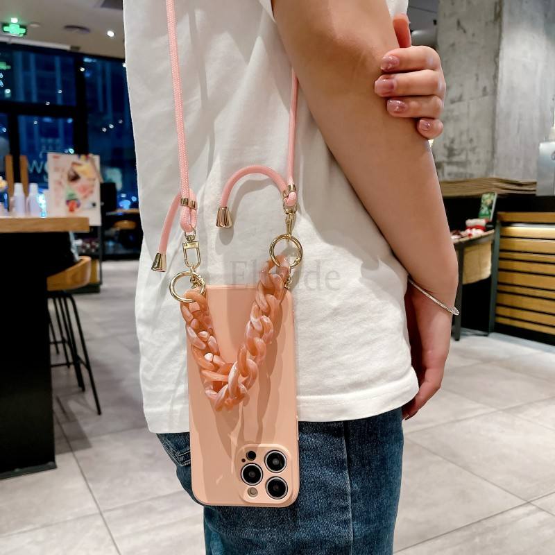 Marble Bracelet Phone Case For Xiaomi 17 Pro Max 15T 14T Redmi 15C 14C 15 POCO X7 Silicone Crossbody Lanyard Strap Chain Cover