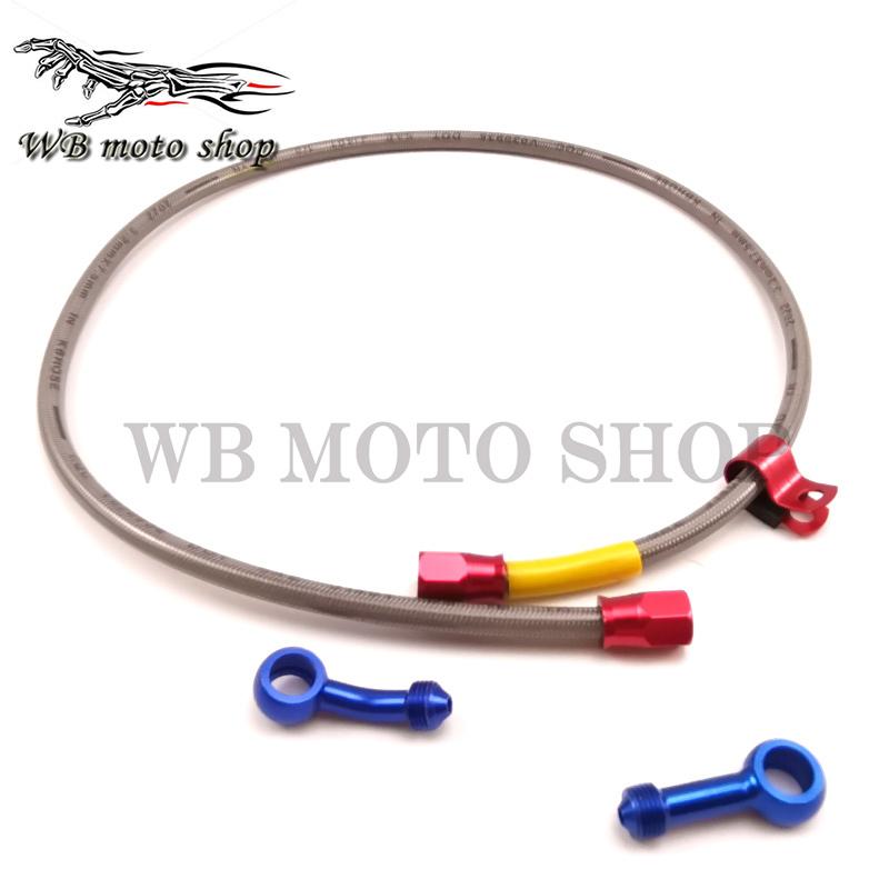 Universal Motorcycle Brake Hose Line Dirt Bike Braided Steel Hydraulic Reinforce Oil Hose 85cm Banjo for Honda DIO ZX yamaha JOG