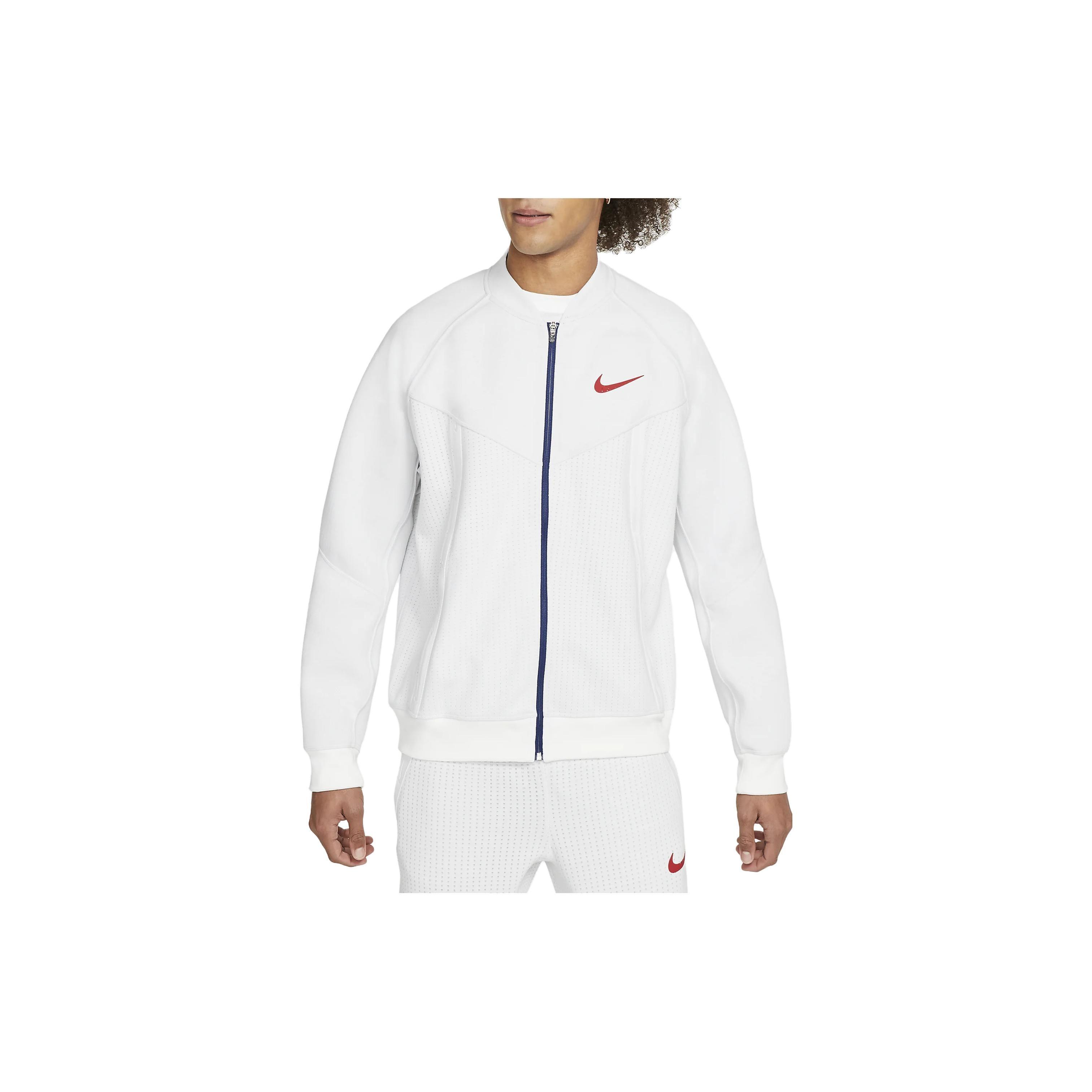 

Nike Sportswear Logo Embroidered Breathable Zip Jacket Men Jackets White CW0300-100 S