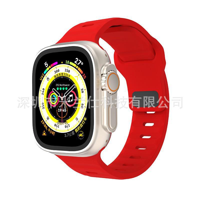 iWatch7 Diamond Buckle Horizontal Stripe S9 Silicone Strap for Apple Watch 8/Ultra